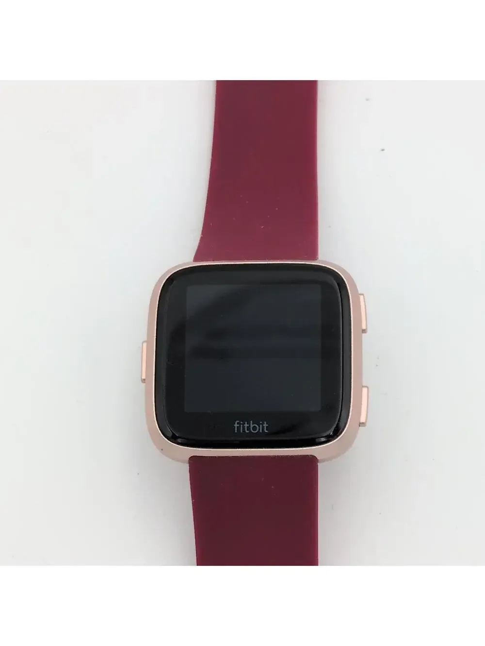 Fitbit Versa Smartwatch Rose Gold Case Burgundy Band UNTESTED